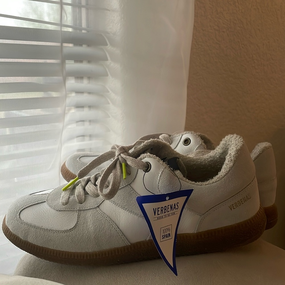 Verbenas Sora Off White/ Gray Leather Sneakers, US 8 or 39